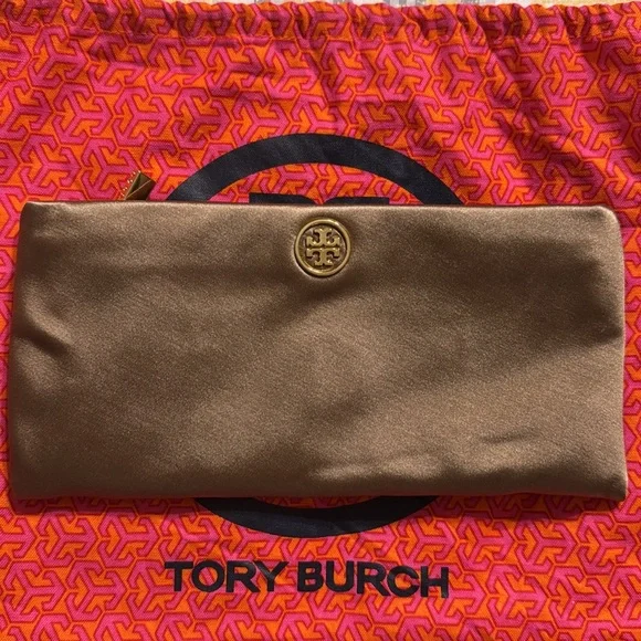 Tory Burch Metallic Gold and Rich Brown Clutch - Picture 2 of 5